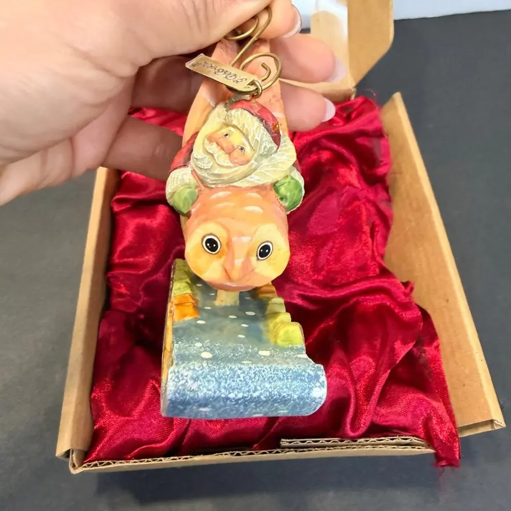 G. DeBrekht Christmas Ornaments Lot of 3 Boxed Santa Bear Snowman Folk Art